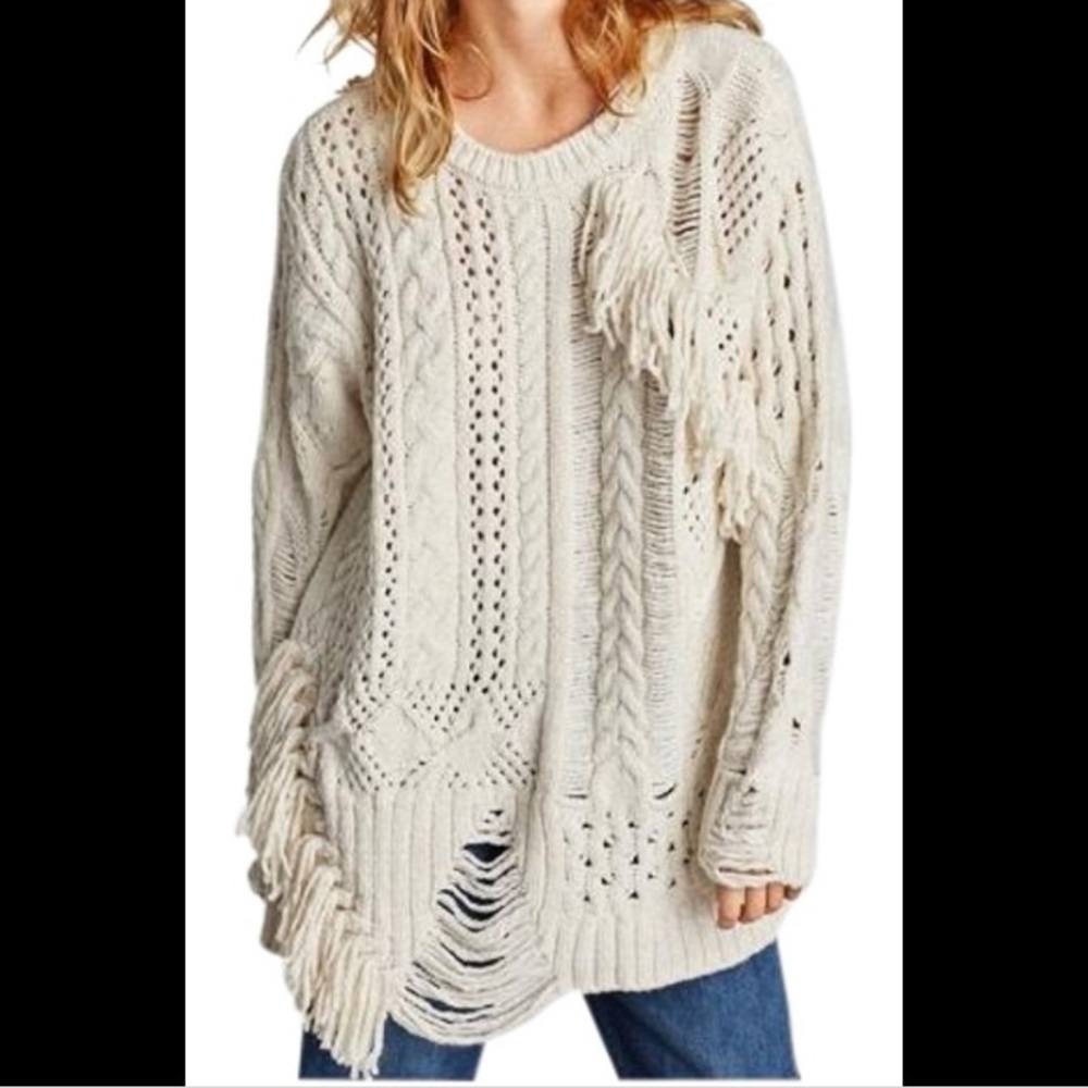 Zara Oversized Fringe Sweater